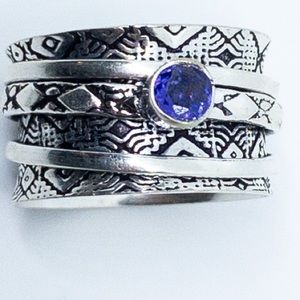 Amethyst Spinner Sterling Silver Artisan Meditation Ring